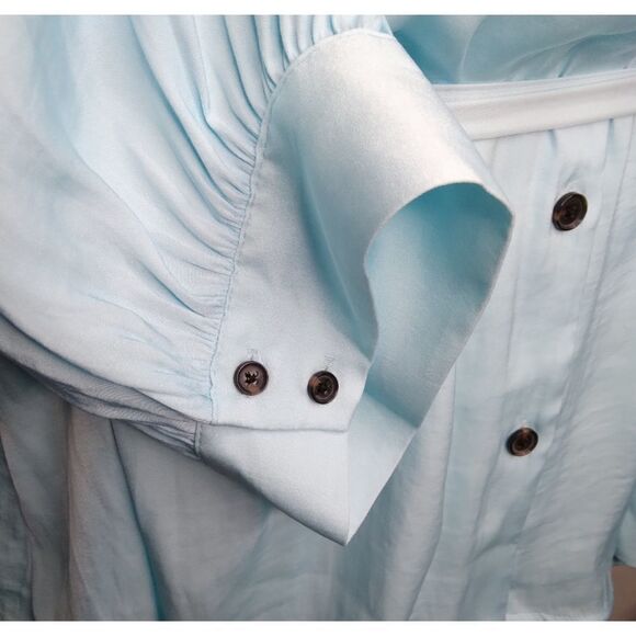 Worthington Sheer Aqua Top Button Down 2X - Picture 4 of 11